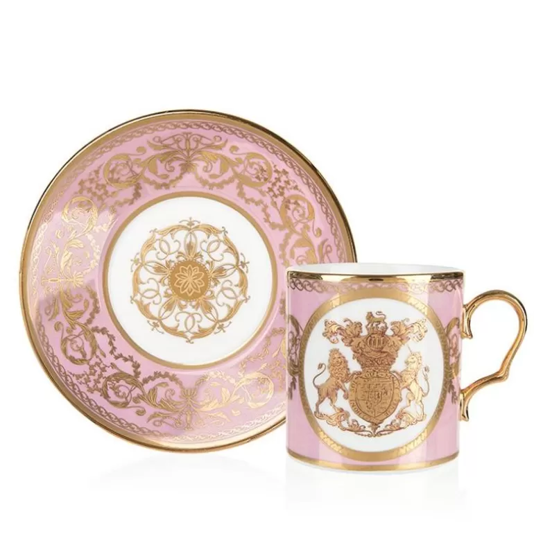 Royal Collection Shop Cups & Saucers*Special Edition Lustre Pink And Green Coffee Cup And Saucer